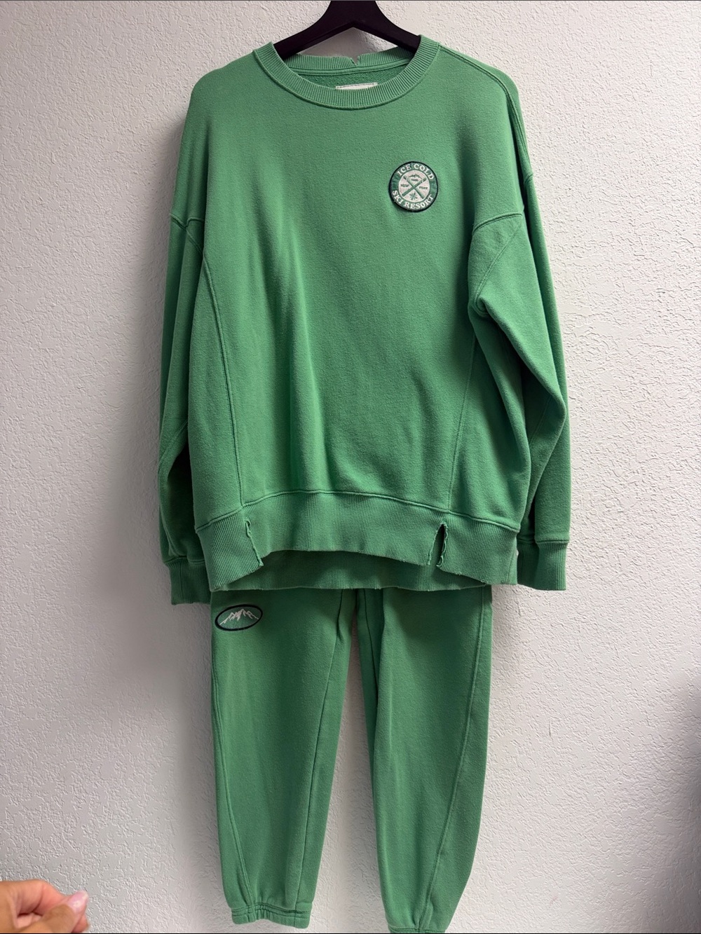 aerie Green Oversized Crewneck Lounge Set sweat suit XS